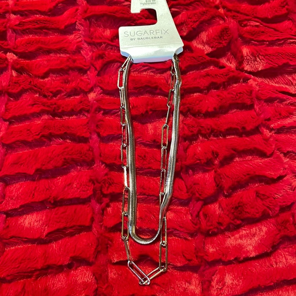 Sugar fix by Baublebar brand new silver toned 2 strand necklace